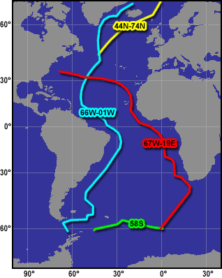 GeoSECS Atlantic Section Map